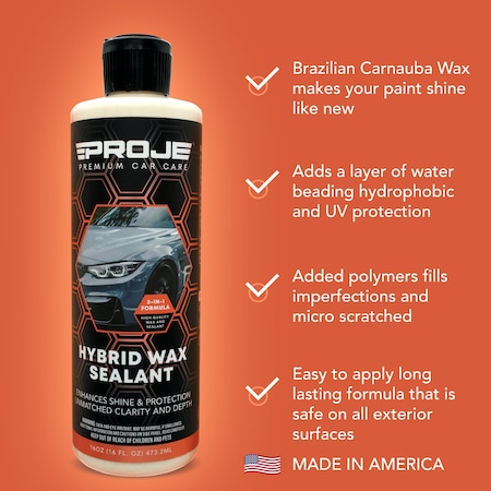 Proje Premium Car Care Hybrid Wax Sealant 16oz - Carnauba Based Liquid Wax Sealant 20001